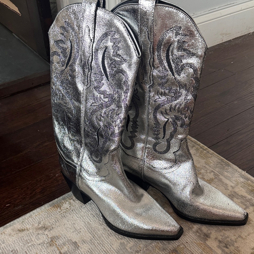 JEFFREY CAMPBELL DAGGET Western Boots silver 10